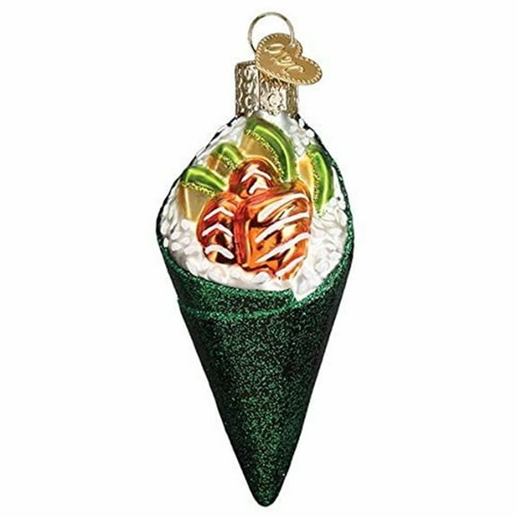 Green Wrapped Sushi Hand Roll 1.5 x 1.5 x 3.75 Glass Decorative Hanging Holiday Tree Ornament