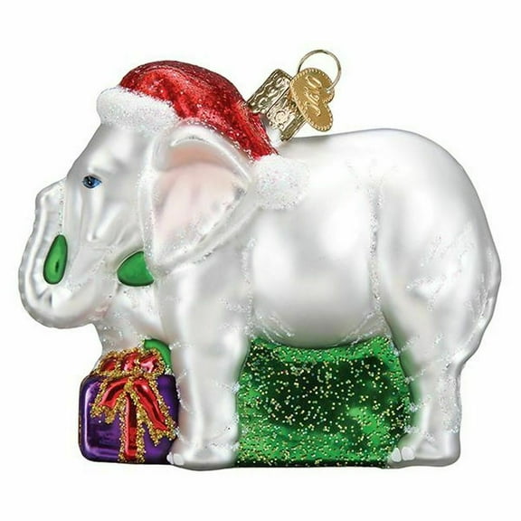 Old World Christmas Blown Glass Ornament for Christmas Tree, White Elephant