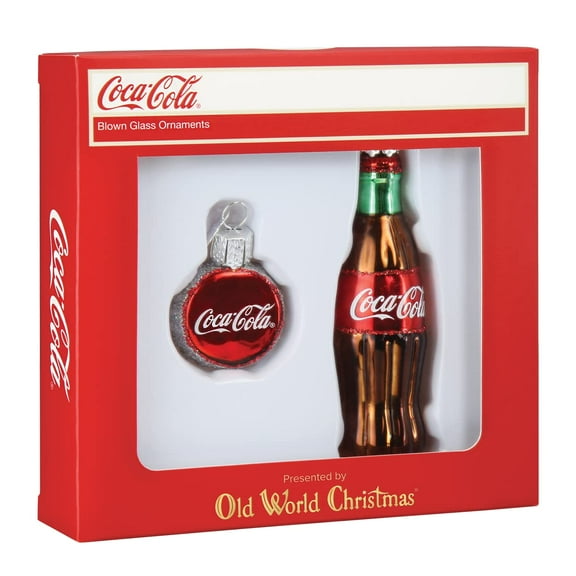 Old World Christmas Coca-Cola Bottle Set Glass Blown Ornament for Christmas Tree