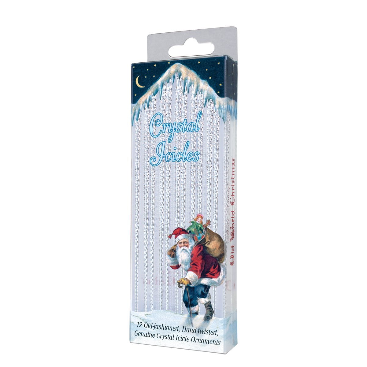 Old World Christmas 12 Crystal Icicles Glass Blown Ornament Set