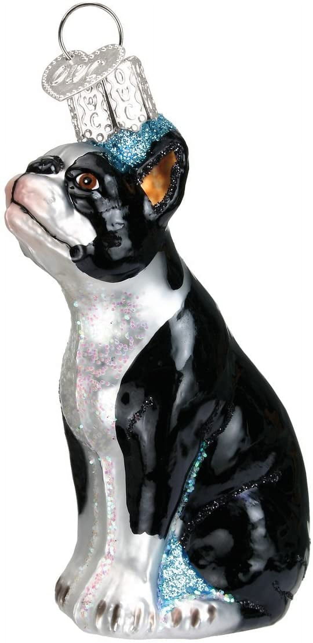 Black and White Glass Boston Terrier Ornament