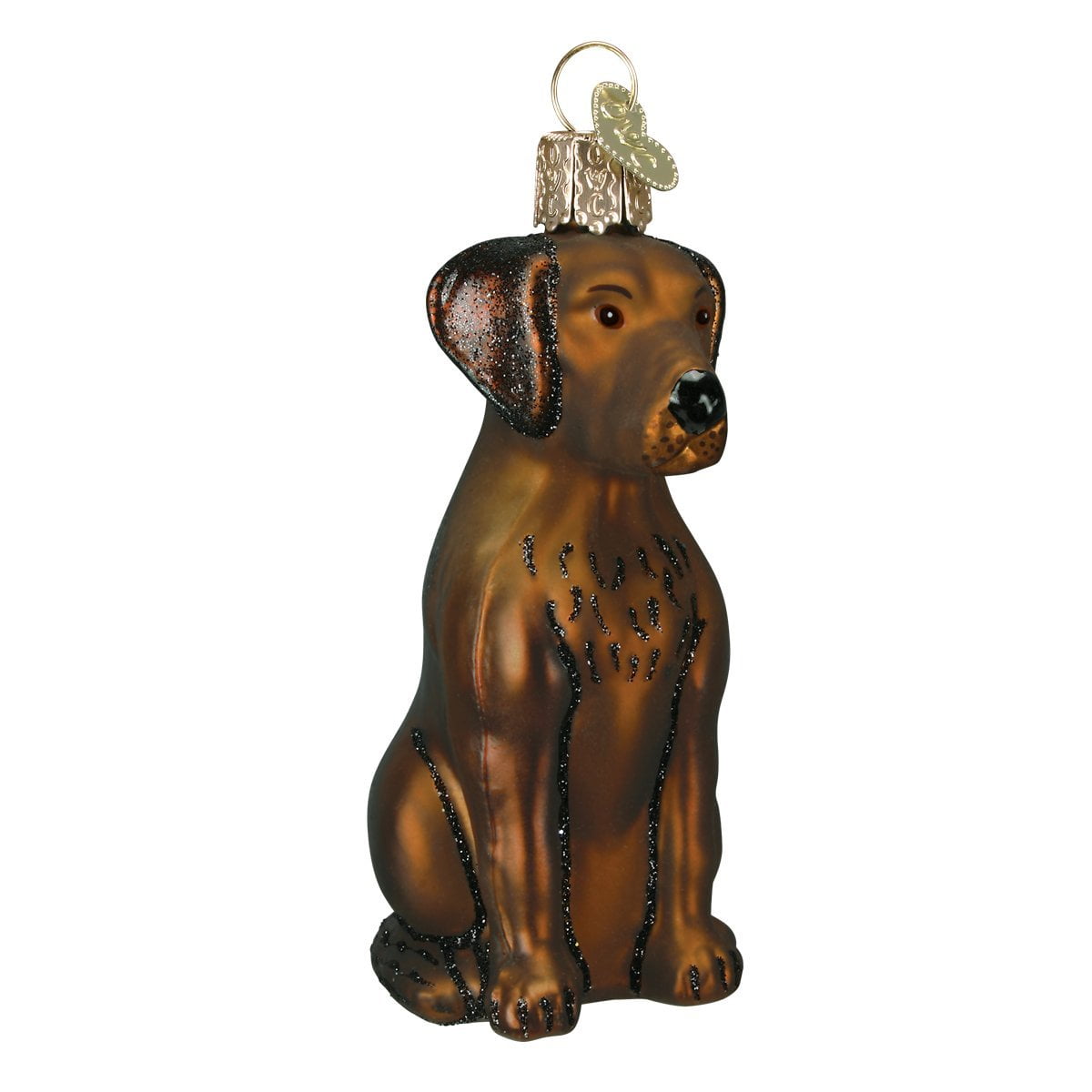 Chocolate Labrador Glass Shatterproof Christmas Tree Topper
