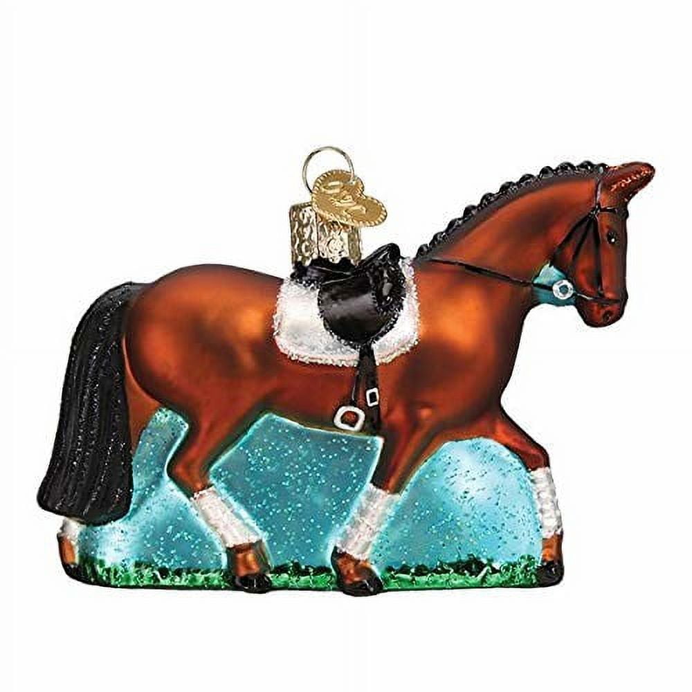 Hand-Painted Brown Glass Dressage Horse Ornament