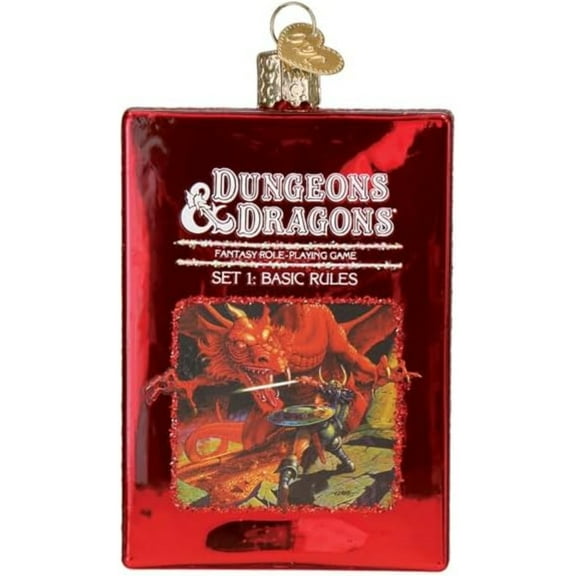 Old World Christmas Dungeons & Dragons Red Box Glass Hanging Ornament
