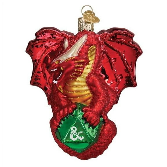 Old World Christmas Dungeons & Dragons Red Dragon Glass Blown Ornament for Christmas Tree