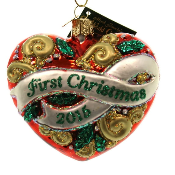 Old World Christmas First Christmas Heart 2015 Glass Love Dated 2015 30038