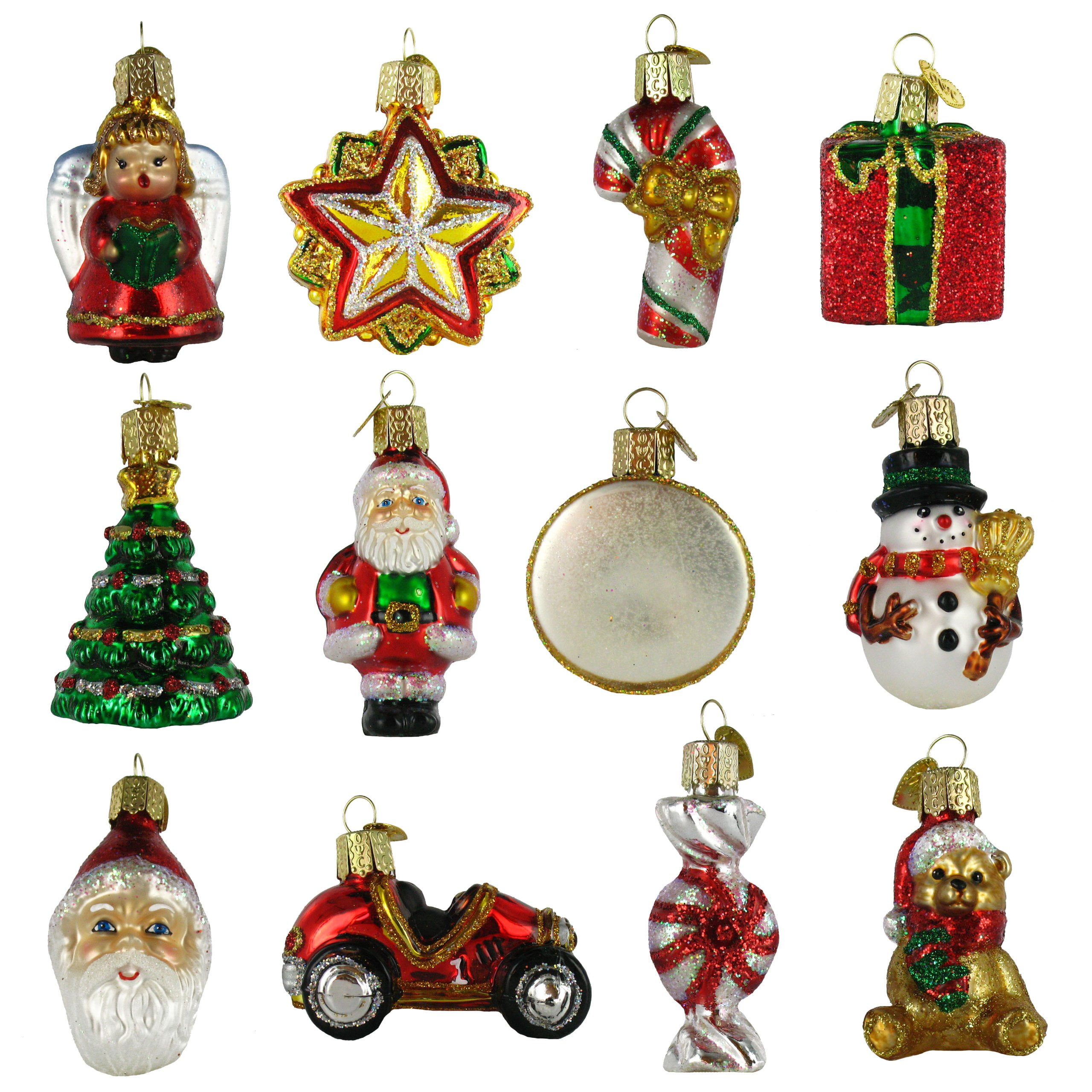 Old World Mini Christmas Set of 12 Glass Ornaments