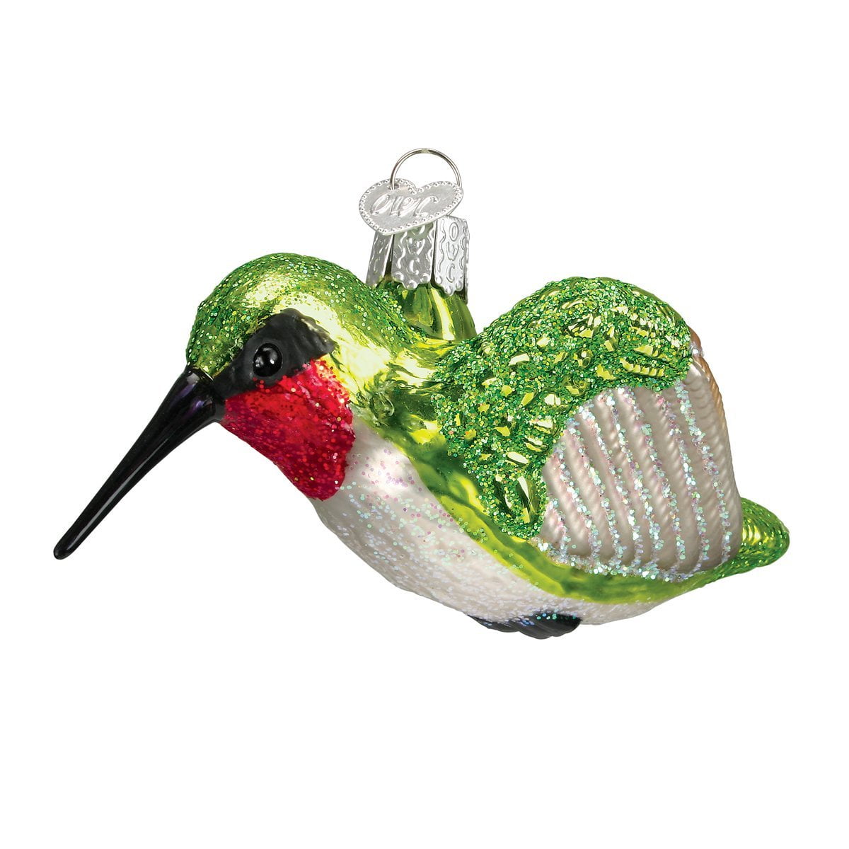 Handcrafted Glass Hummingbird Ornament with Glitter Accents