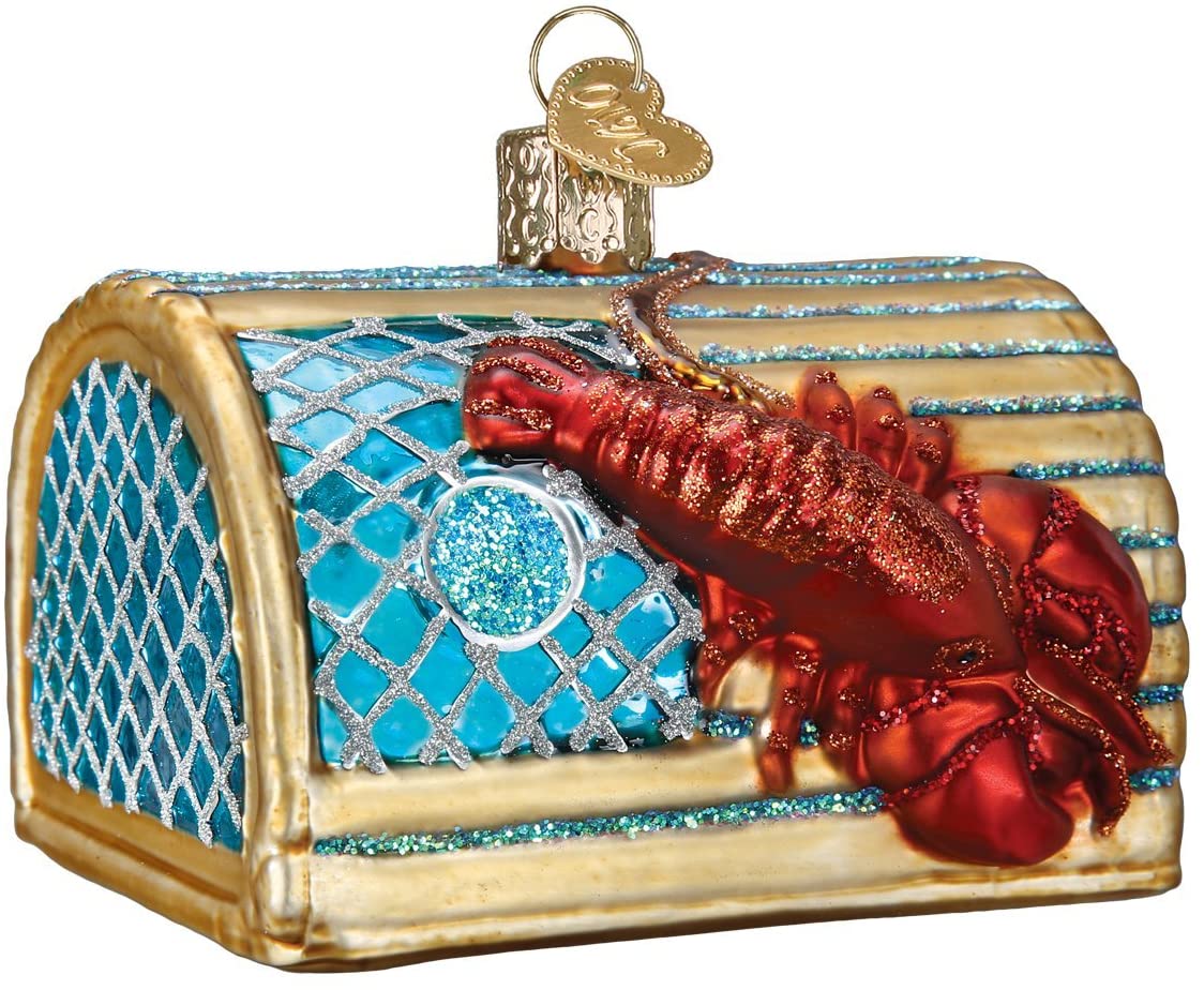 Old World Christmas Glass Blown Ornament, Lobster Trap (With OWC Gift Box) - image 1 of 6