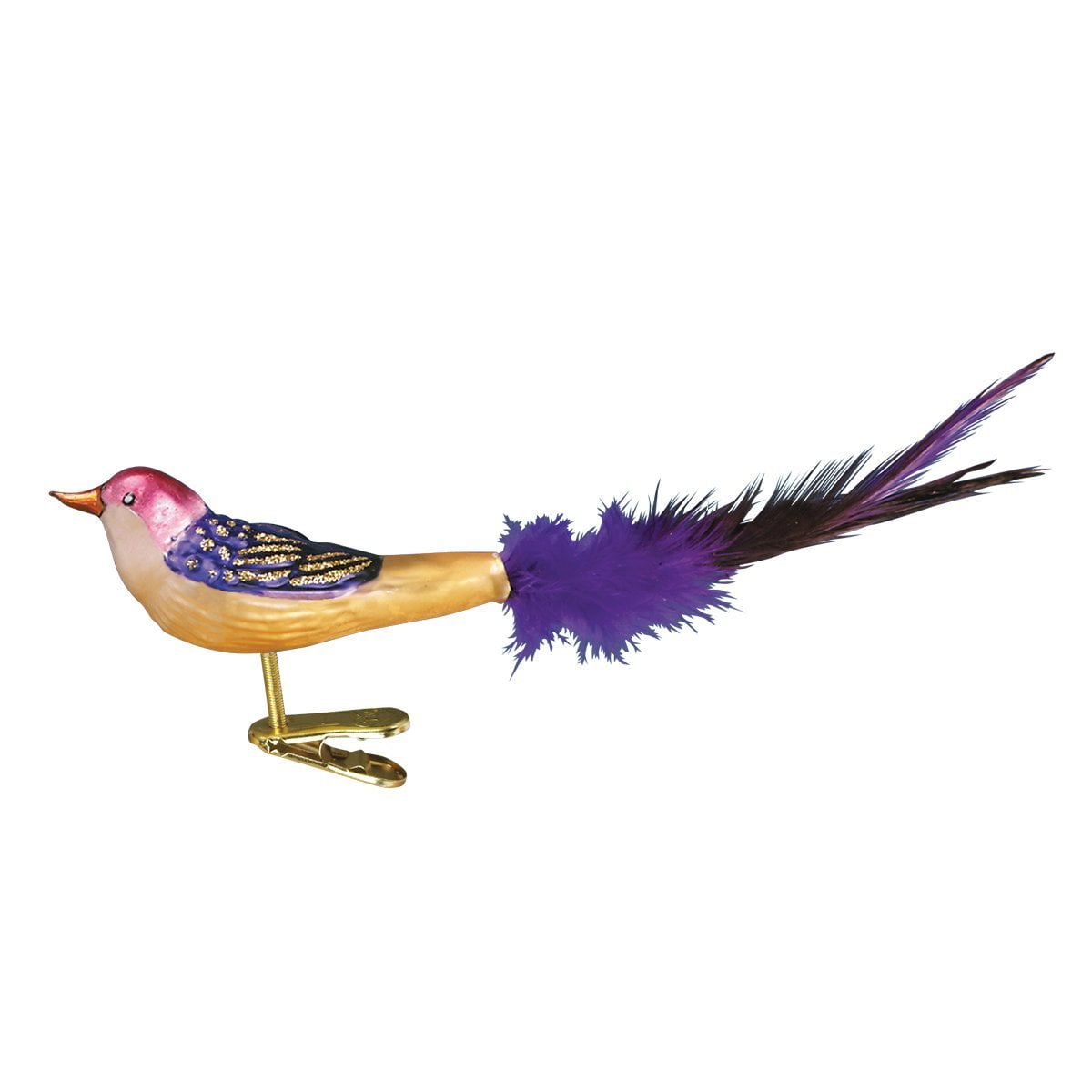 Miniature Purple and Gold Glass Bird Tree Topper