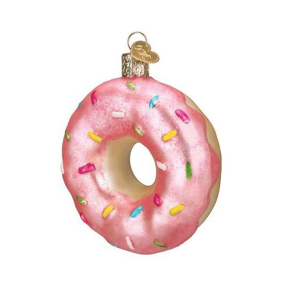 Old World Christmas Glass Blown Ornament, Pink Frosted Donut (#32481)