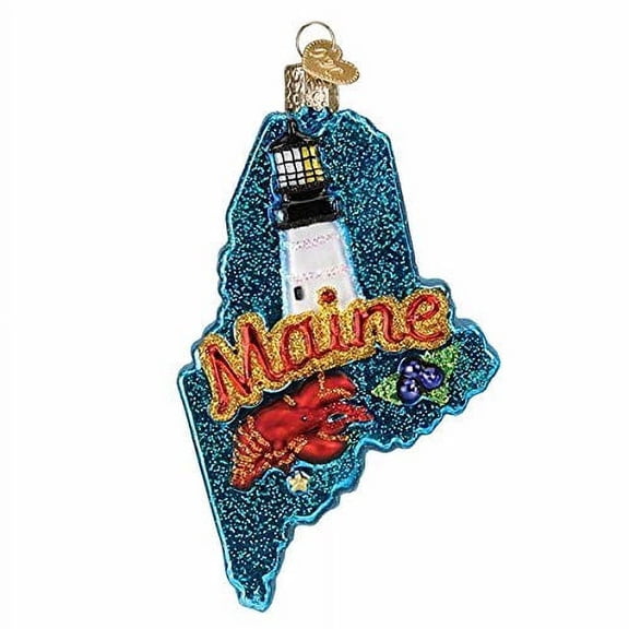 Old World Christmas Glass Blown Ornament, State of Maine (With OWC Gift Box)