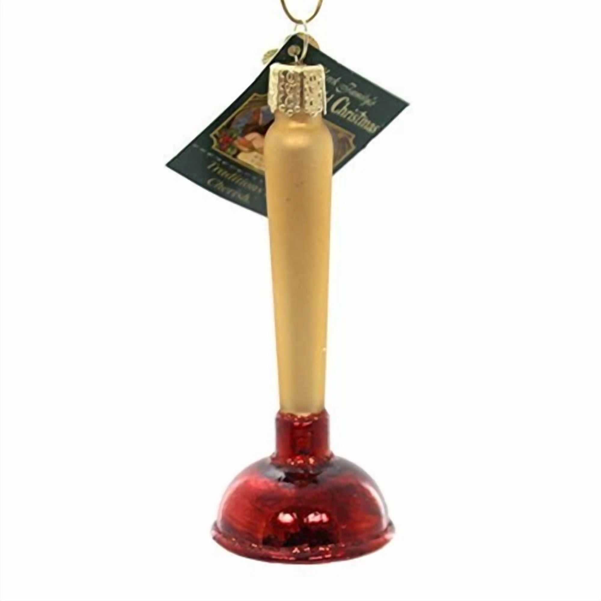 Old World Christmas Glass Blown Ornament, Toilet Plunger (With Owc Gift Box)