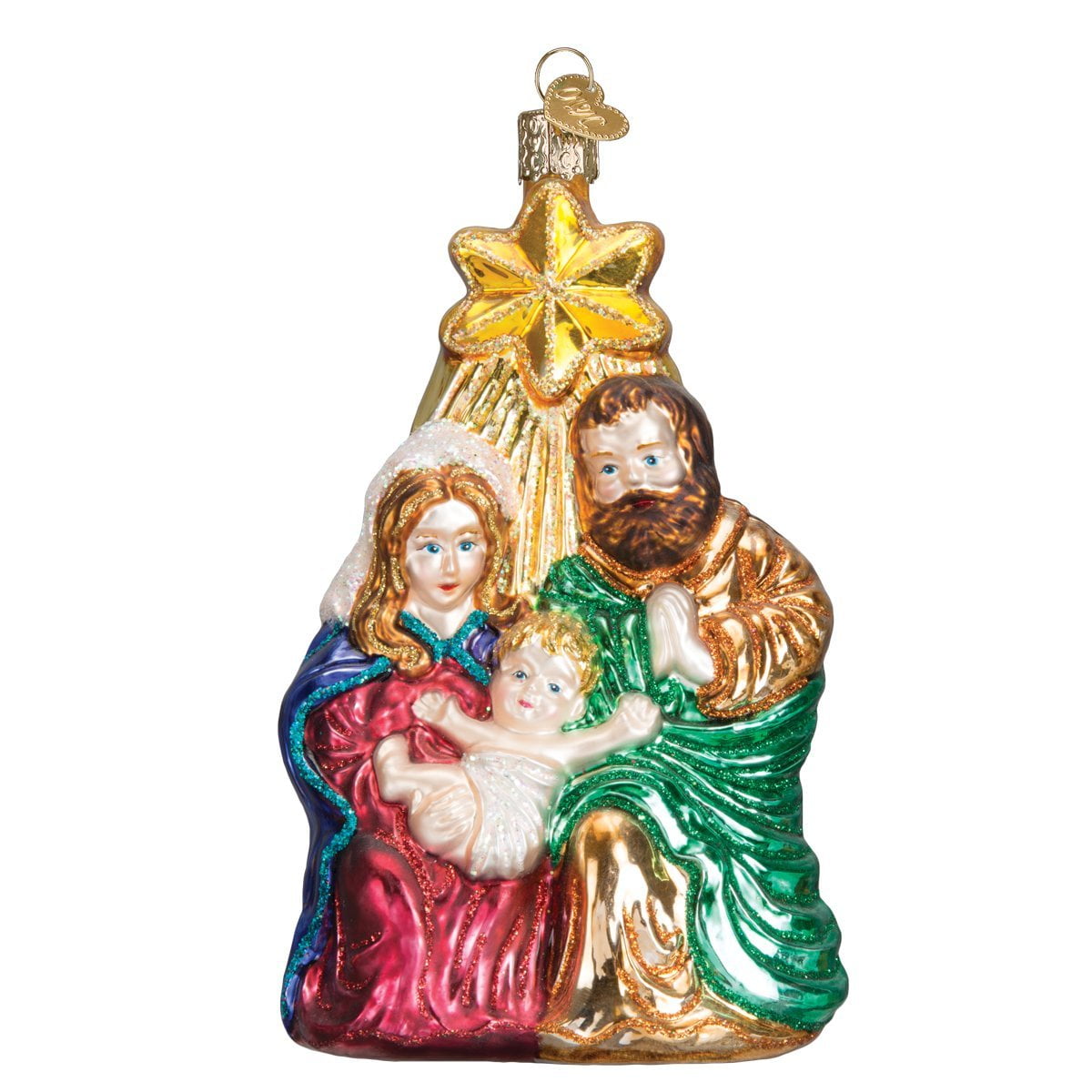 Hand-Painted Glass Nativity Scene Tree Topper Ornament