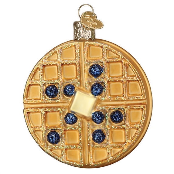 Waffle with Blueberries and Butter Christmas Holiday Ornament Glass
