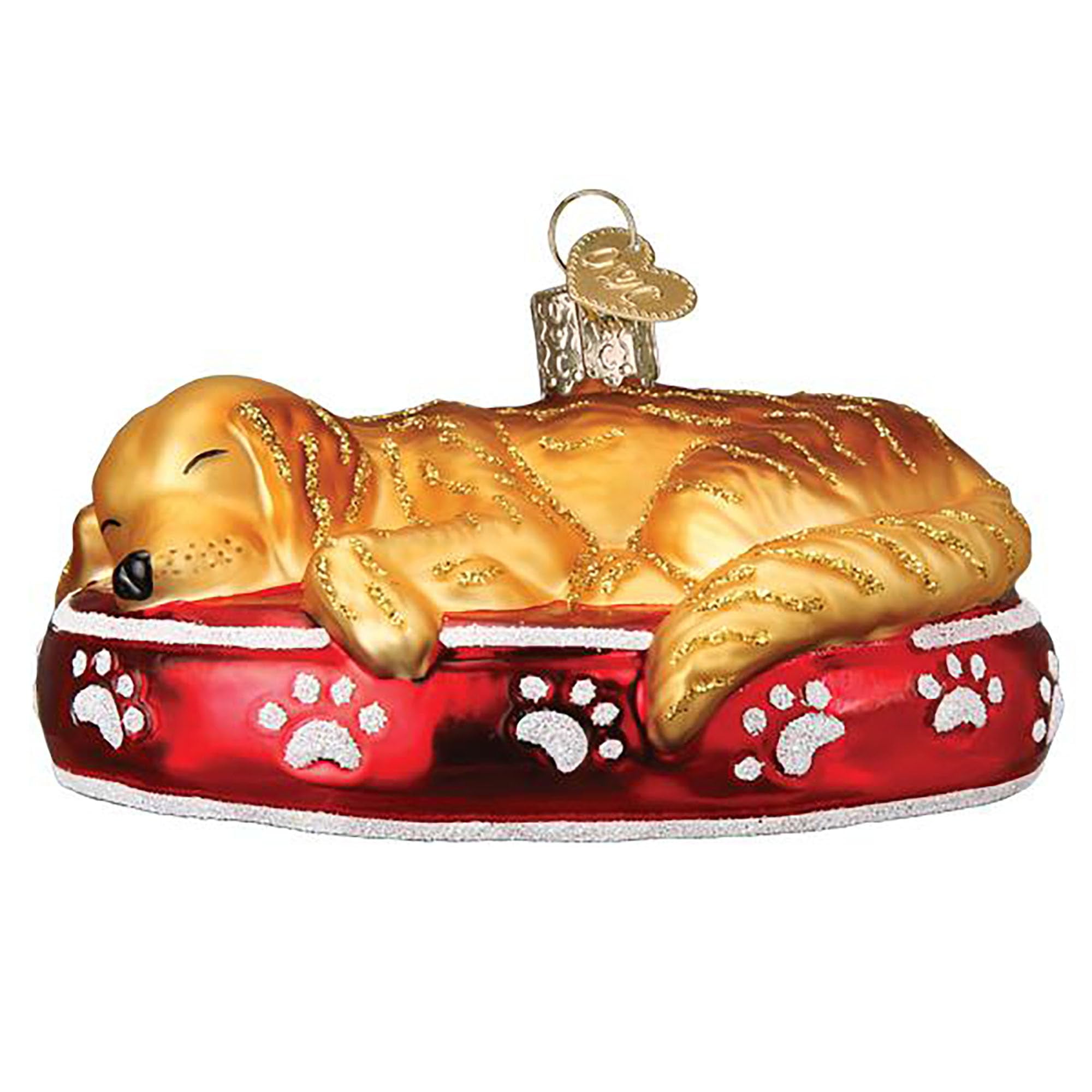 Golden Retriever Glass Christmas Tree Topper Ornament