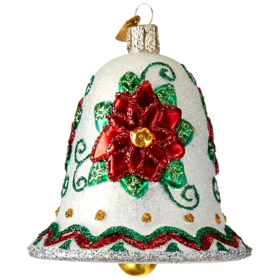 Old World Christmas Glass Blown Ornaments for Christmas Tree Poinsettia Bell