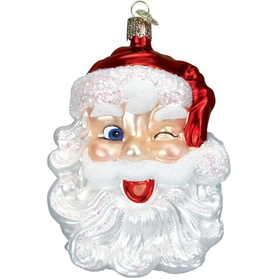 Old World Christmas Glass Blown Winking Santa Ornament
