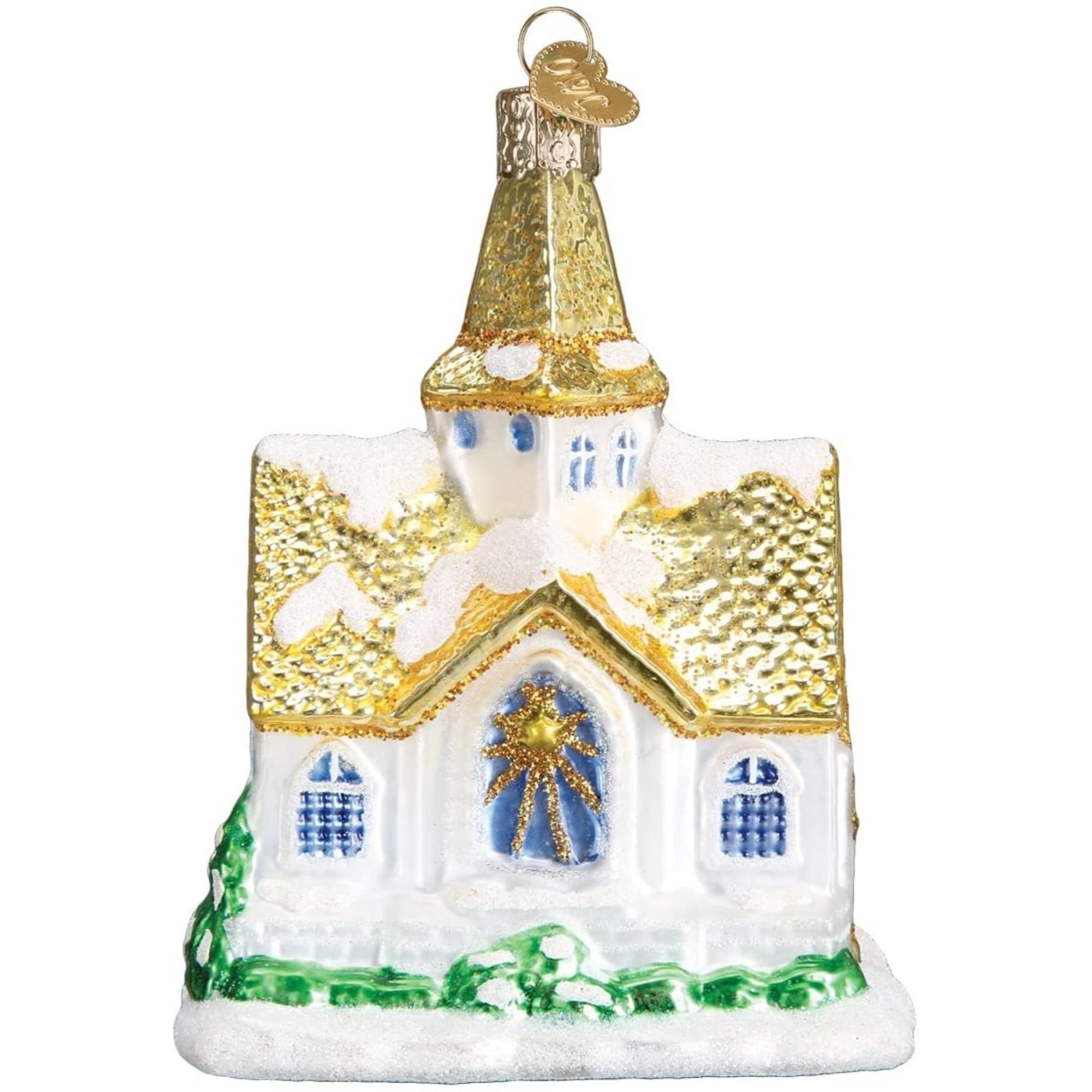 Old World Christmas 4.25In Golden Cathedral, Glass, Church Ornament 20105