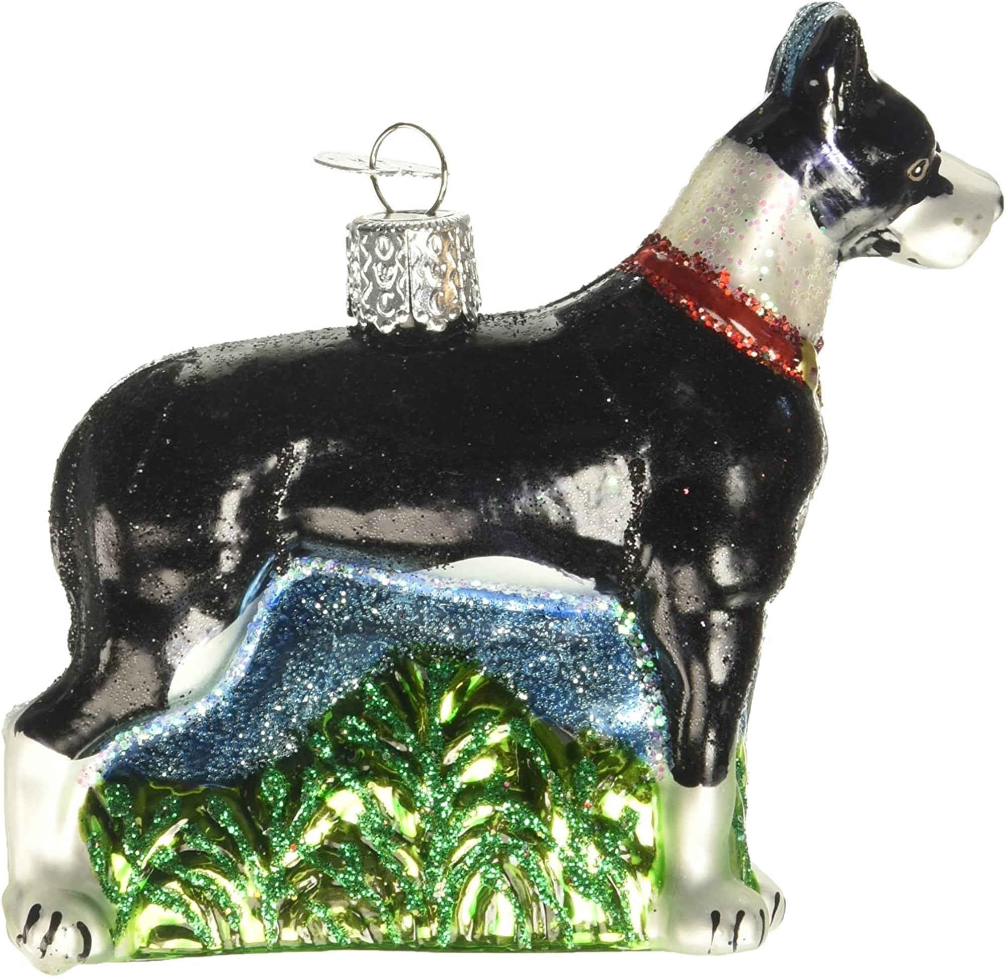 Black and White Glass Great Dane Tree Topper