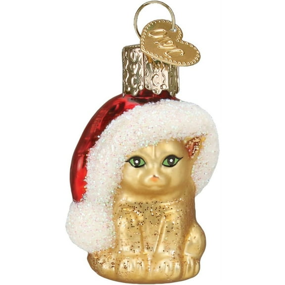 Old World Christmas Mini Glass Blown Ornament for Christmas Tree, Santa's Kitten