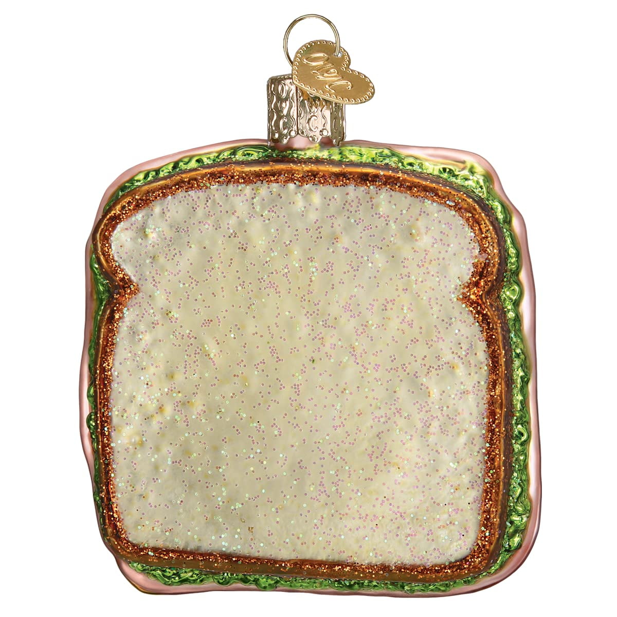 Handcrafted Glass Ham and Cheese Sandwich Ornament