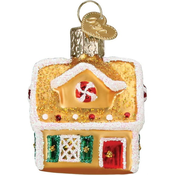 Old World Christmas Mini Gingerbread House - One Mini Ornament 2.0 Inch, Glass - Gumdrops Collection Candy 86000