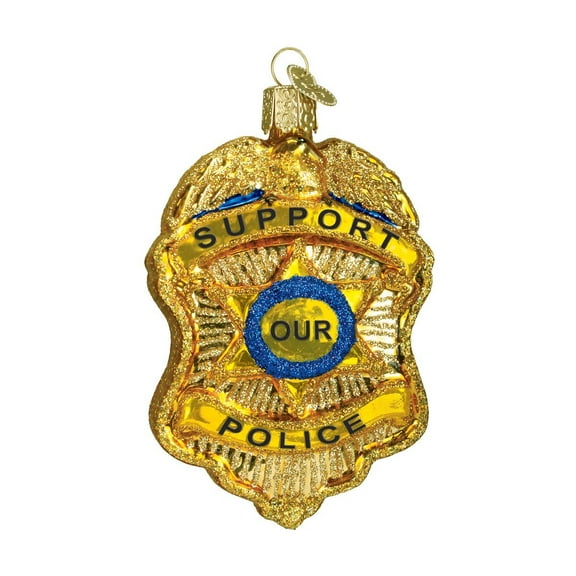 Old World Christmas Officer Gifts Glass Blown Ornaments for Christmas Tree Police Badge