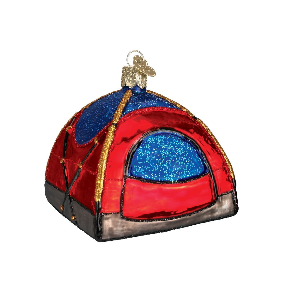 Hand-Painted Glass Dome Tent Ornament with Glitter Accents