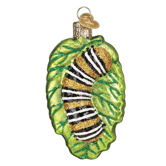 Old World Christmas Ornaments Fuzzy Caterpillar Glass Blown Ornaments for Christmas Tree