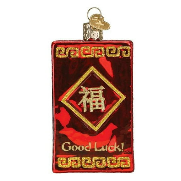 Old World Christmas Ornaments Lucky Red Envelope Glass Blown Ornaments for Christmas Tree