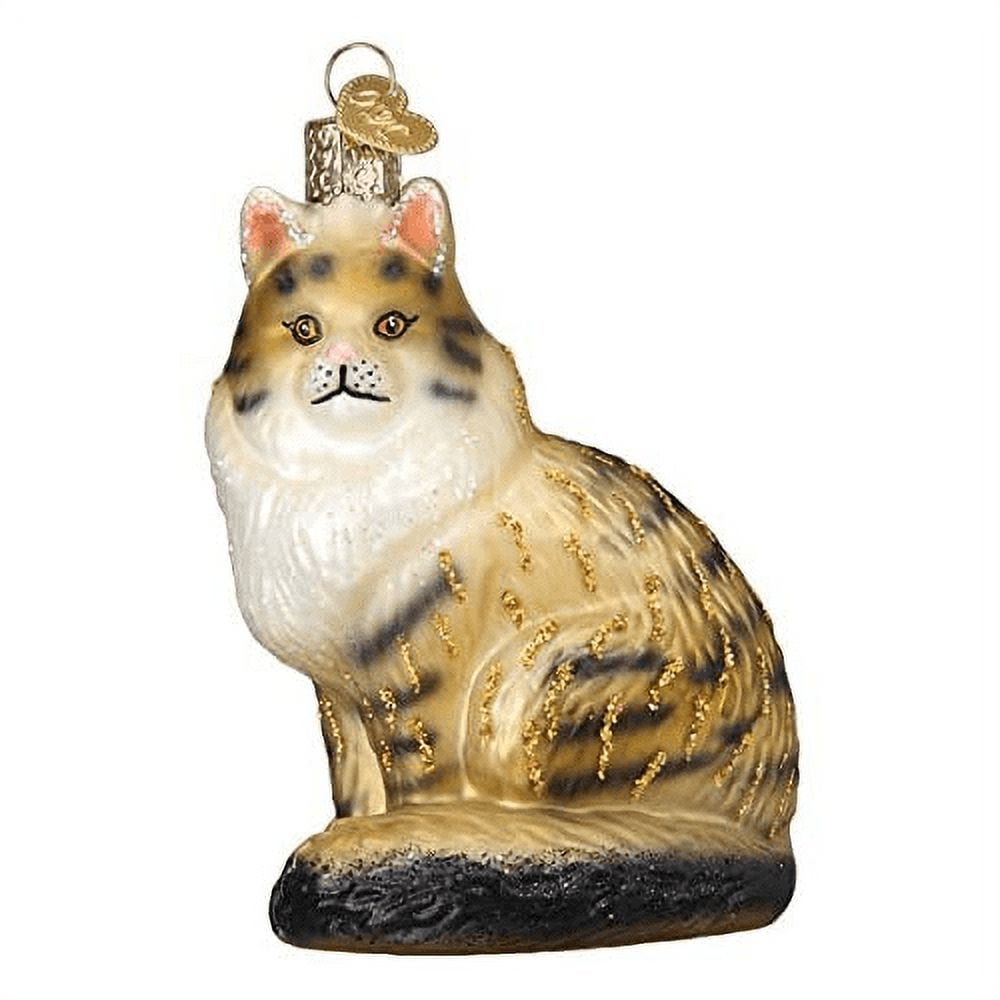 Hand-Painted Glass Maine Coon Cat Christmas Ornament