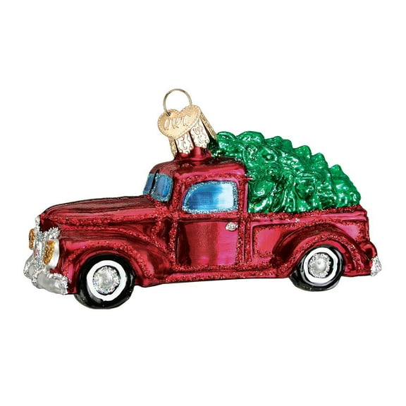 Old World Christmas Ornaments: Old Truck with Tree Glass Blown Ornaments for Christmas Tree (46029)