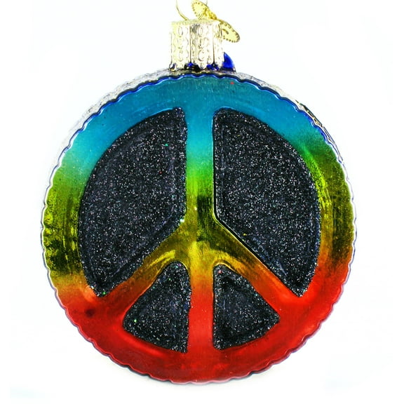 Old World Christmas Ornaments:Peace Glass Blown Ornaments for Christmas Tree Peace Sign