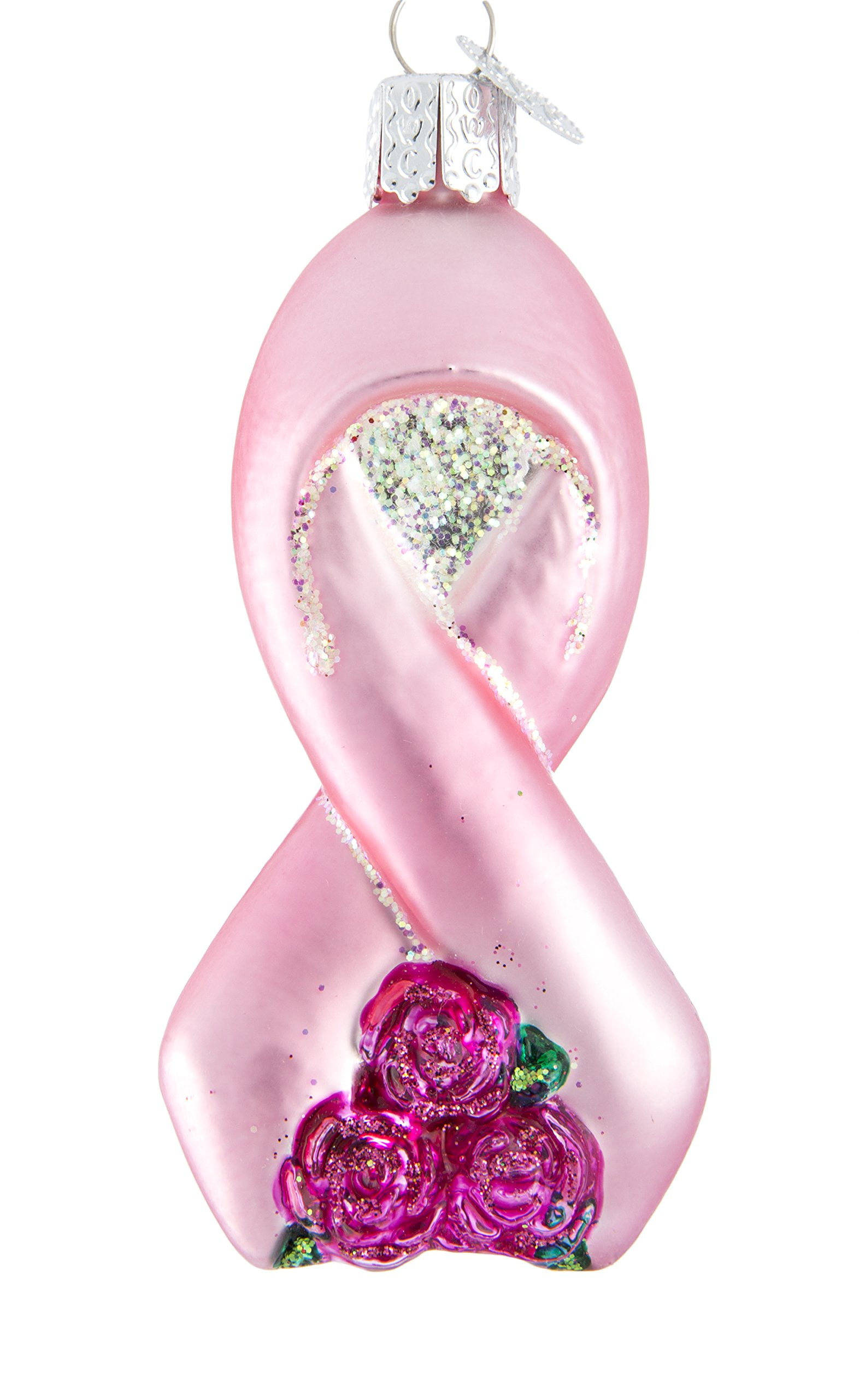 Old World Christmas Ornaments:Pink Glass Blown Ornaments for Christmas Tree Pink Ribbon with Roses - Walmart.com