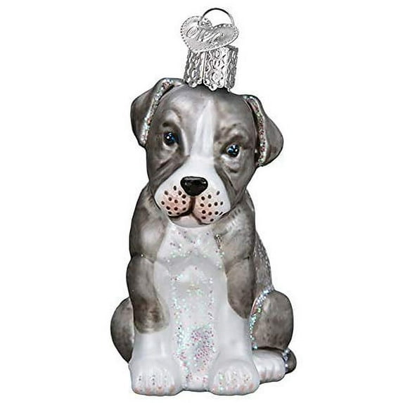 Old World Christmas Ornaments Pitbull Pup Glass Blown Ornaments for Christmas Tree
