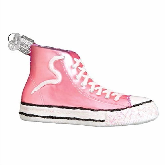 Old World Christmas Ornaments: Shoes Collection Glass Blown Ornaments for Christmas Tree, Pink High-Top