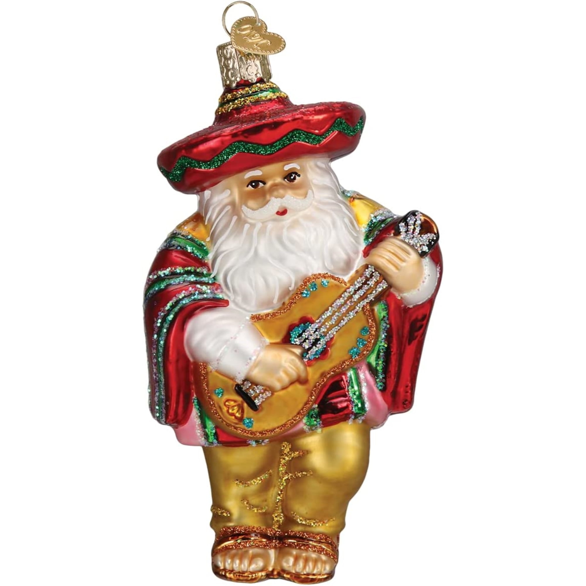 Blown Glass Ornament for Christmas Tree, Papa Noel
