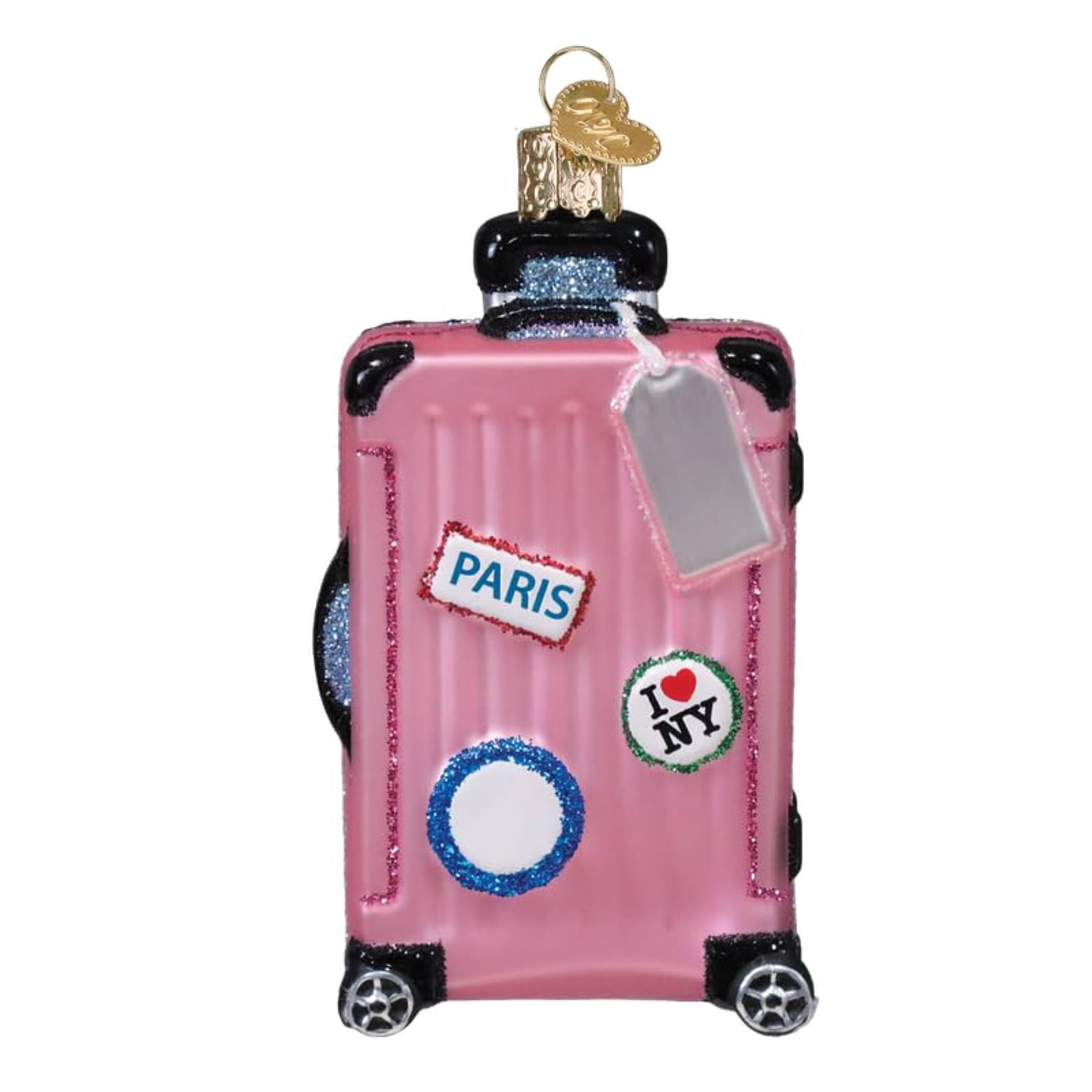 Old World Christmas Pink Rolling Suitcase Glass Hanging Ornament - Walmart.com