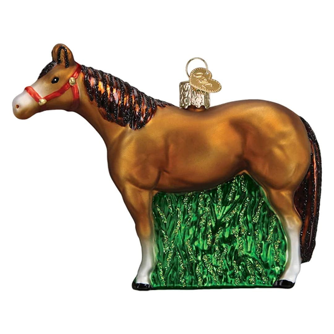 Hand-Painted Glass Quarter Horse Christmas Tree Topper