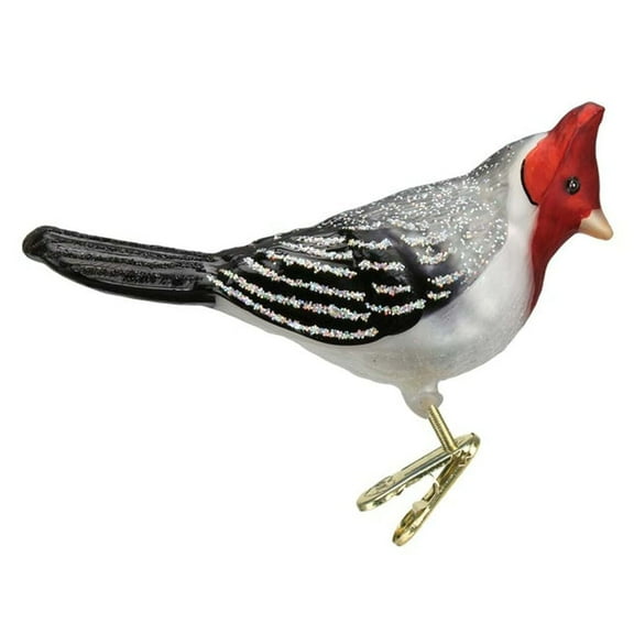 Old World Christmas Red-Crested Cardinal Glass Blown Ornament for Christmas Tree