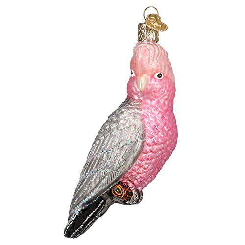 Pink and Gray Glass Rose-Breasted Cockatoo Tree Topper