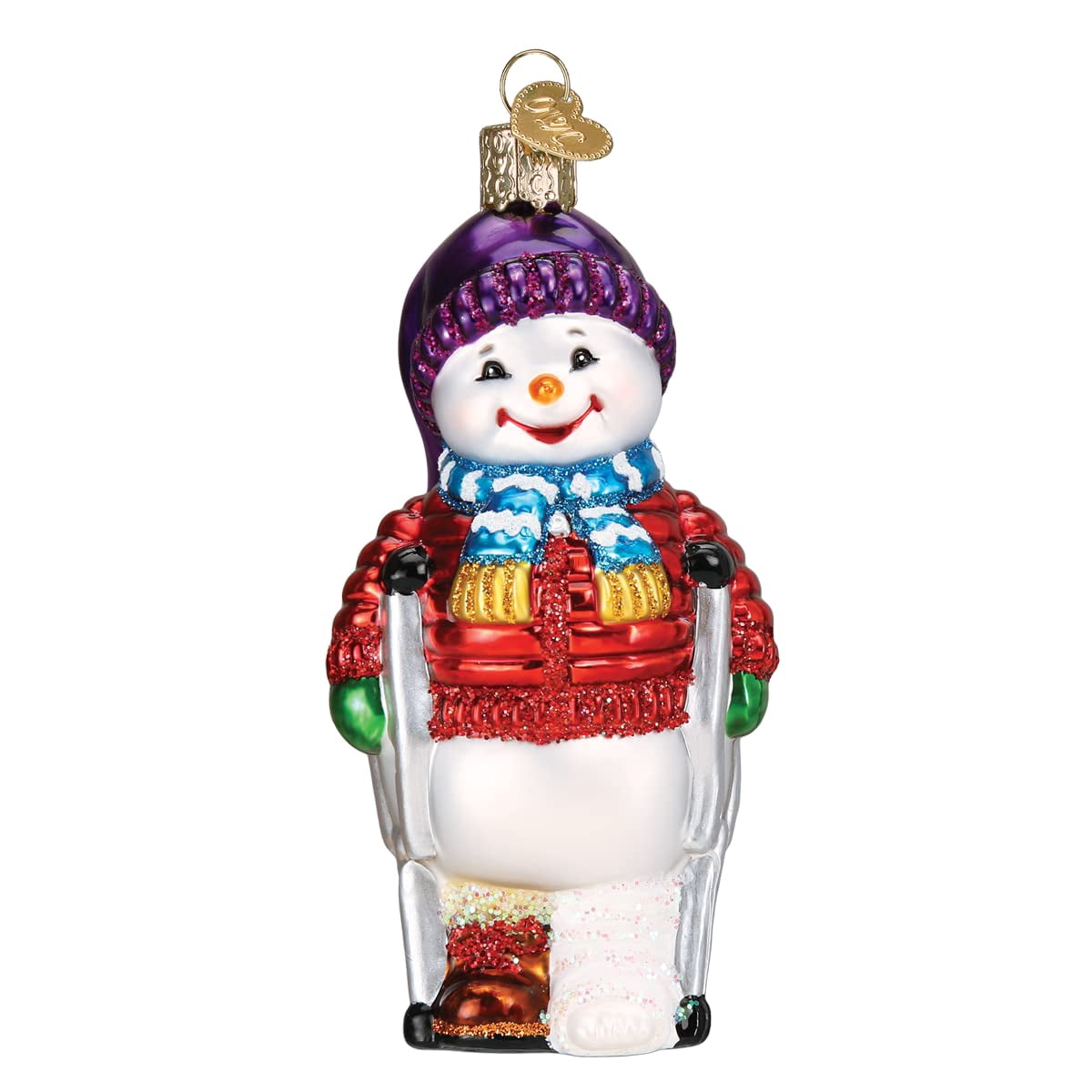 Old World Christmas Snowman with Crutches Glass Blown Ornament for ...
