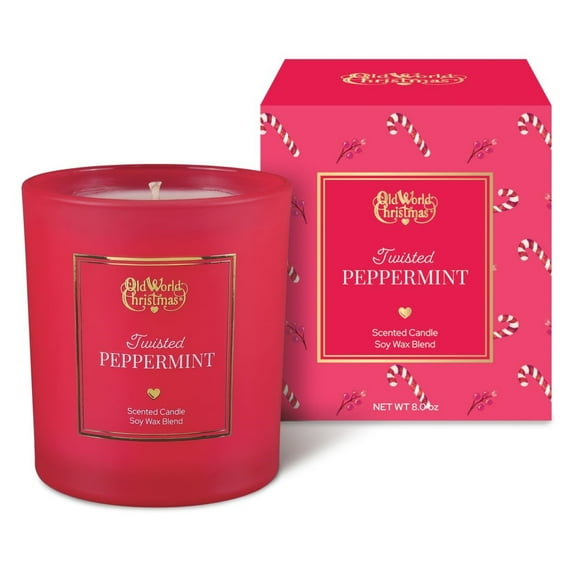 Old World Christmas Soy Wax Blend Candle, Twisted Peppermint, 8oz