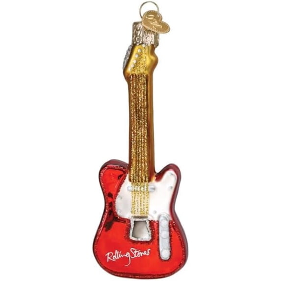 Old World Christmas Blown Glass Ornament for Christmas Tree, The Rolling Stones Guitar