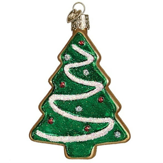 Old World Christmas Christmas Tree Sugar Cookie - One Glass Ornament 4 Inch, Glass - Ornament Green Icing Decorated 32601