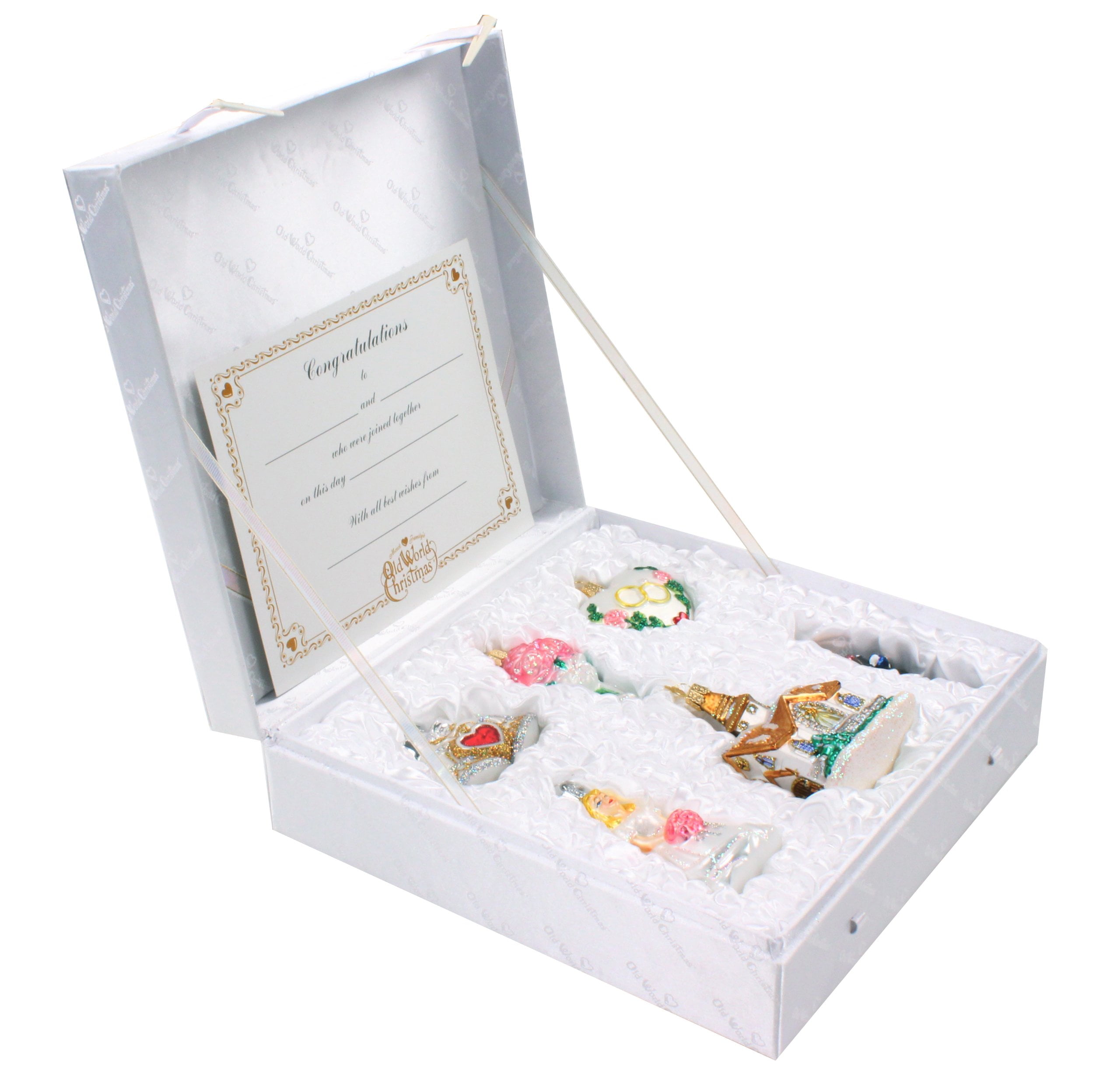 Old World Wedding Collection 4.25" Glass Ornament Set