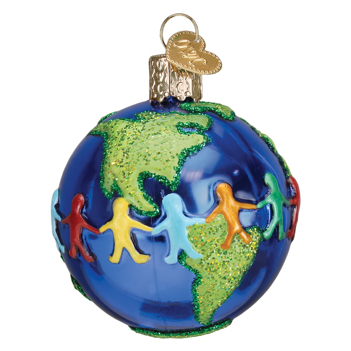 Handcrafted Multicolor Glass World Peace Christmas Ornament
