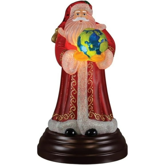 Old World Christmas Blown Glass Tabletop Lamp, World Peace Santa Light
