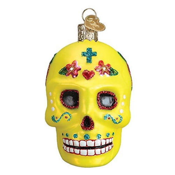 Old World Christmas Yellow Sugar Skull Glass Ornament 26079 Decoration